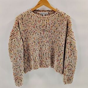 Generation K Cream Rainbow Confetti Knot Cropped Sweater size Small